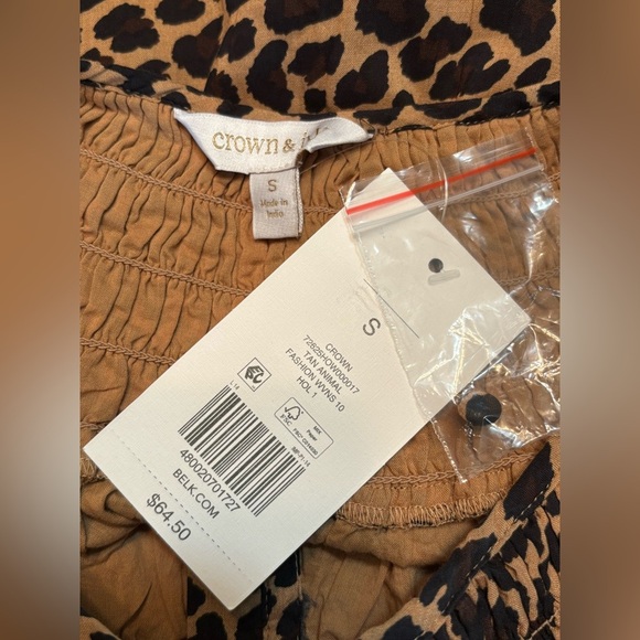 Crown & Ivy Brown Black Peter Pan Collar Blouse NWT size Small - Picture 6 of 10